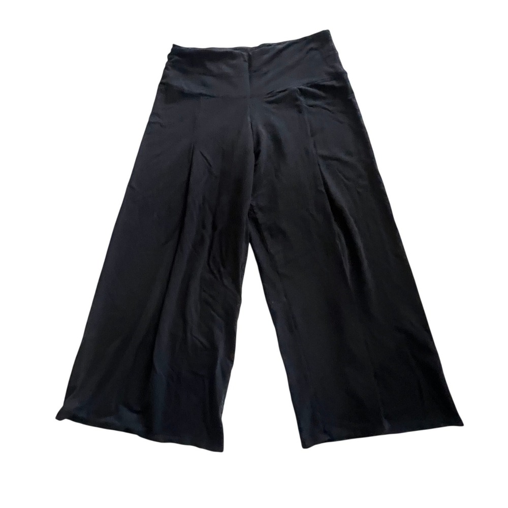 Garnet Hill Pants Women L Black Wide Leg Tencel Lyocell Crop Loungewear Resort - Picture 2 of 11